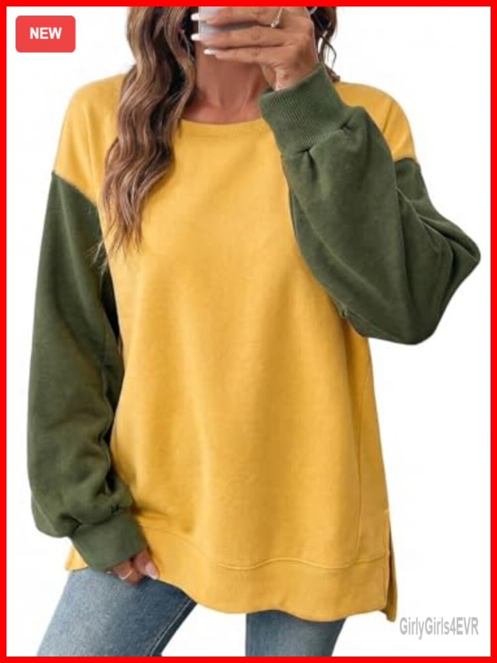 SHEWIN Womens Oversized Crewneck Sweatshirt Cotton Blend Pullover